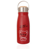 Wide Mouse  Reusable 13oz Double Wall Stainless Steel  Sports Insulate Kid Vacuum Flasks Cola Water Bottle With Bamboo Lid