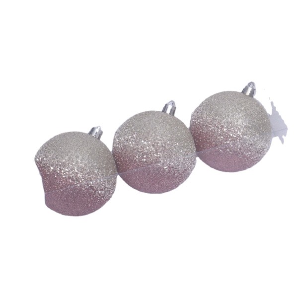 8cm Rose Gold Glitter Ball with Painted For Christmas Decoration