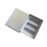 Textured eco-friendly pearl fancy paper simple design gold logo essential oil bottle logo 15ml paper box