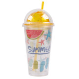 Eco-Friendly Spherical Lid 16Oz Double Wall Ps Insulated Water Proof Plastic Bottle Transparent