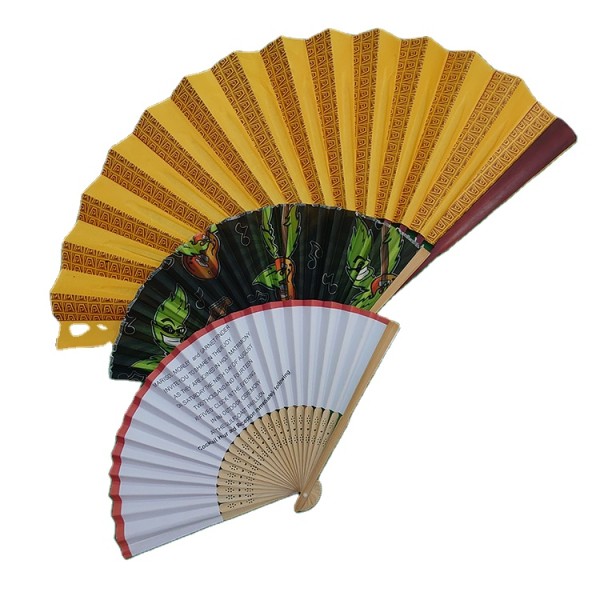 2021 Promotion Personalized african hand fan Custom Printed Logo Wedding Favors Gifts Bamboo Paper Folding Hand Fan