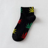Hemp Leaf Skateboard Women Socks Couple Trendy Men Cotton Boat Socks