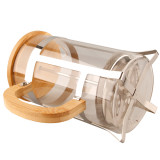 2 oz French Press Coffee/Tea  Press Milk Frother with 18/8 Stainless Steel Filter High Borosilica Carafe Durable Bamboo Hand