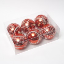 8cm/6pcs Promotional red hand painted plastic Christmas ball for 2021 holiday decoration