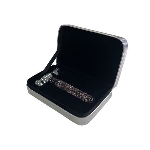 Luxury shiny metallic matt silver leather cover book shape design jade roll packing box with rhinestone