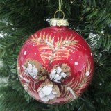 wholesale factory cheap and top-grade 10cm shiny red painted glass christmas glass ball