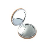 2021 Small Size Cork Metal  Fold Round Compact Mirror Portable Cute Personalized Custom Logo Bamboo Pocket Mirror