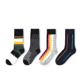 Striped Plaid Design High Quality Cute Fashion Funny Woman Custom Logo Wholesale Happy Socks