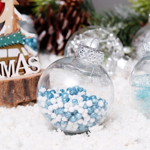 Clear plastic shatterproof Baubles hanging Transparent Christmas Ball decoration