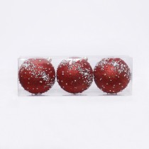 Factory sale 8cm luxury red glitter ball with painted and diamond