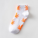 Hemp Leaf Skateboard Women Socks Couple Trendy Men Cotton Boat Socks