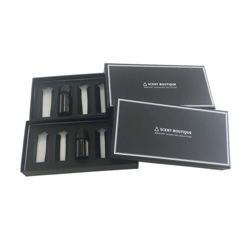 Simple dsign custom printing classic top base design fragrance glass bottle box with inside holder