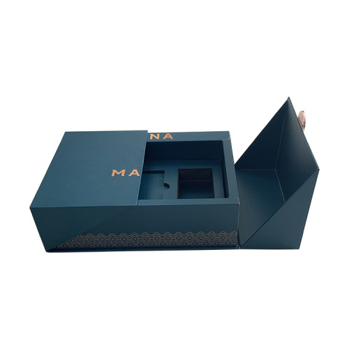 Luxury design special shape design custom metal plate logo personalized  dark green skin care set cosmetic box