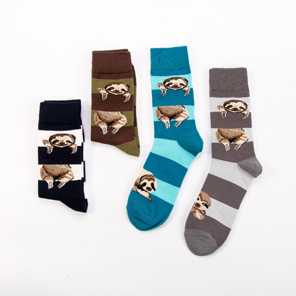 Bradypod Animal Striped Design Cute Cotton Fashion Funny Woman Custom Leisure Wholesale Happy Socks