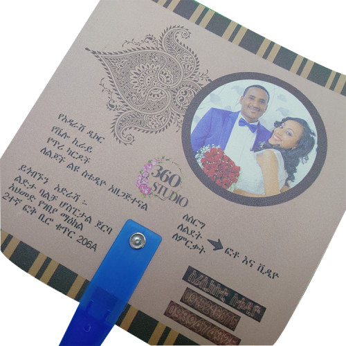 Wholesale personalized pvc hand fan wedding gift lover pictures customize printed Advertising Logo white hand fan