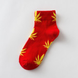 Hemp Leaf Skateboard Women Socks Couple Trendy Men Cotton Boat Socks
