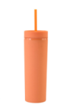 16oz Double Wall Plastic Tumblers Matte Pastel Colored Acrylic Straight Skinny Tumblers with Cleaner/Lids and Straws