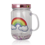 PS Reusable Water Cups Single Wall Tumbler Mug Print Mason jar with lid