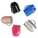 Factory Wholesale 12oz BPA free double wall milk drinking beer cup creative egg shape stainless steel coffee tumbler with handle