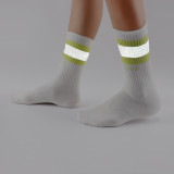 Reflective Socks Men And Women Ins Starry Two Bars Fluorescent Socks Brand Tube Custom Socks Black Skateboard Street Stockings