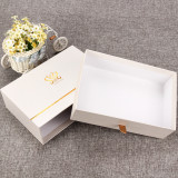 packing shenzhen factory hot selling high quality custom white gold strips sliding box drawer box for packaging gifts