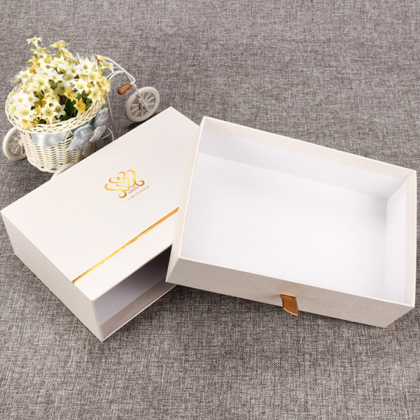 packing shenzhen factory hot selling high quality custom white gold strips sliding box drawer box for packaging gifts