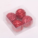 8cm red pearl light rose flower shape ball;wrinkle raindrop rose flower shape ball each 2pcs for holiday decoration