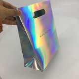 Fashion hot sale glossy holographic shiny paper gift packing box and bag