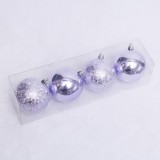 8cm Newest Design Shiny Grey Ball with Feather for Christmas Tree Decoration