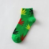 Hemp Leaf Skateboard Women Socks Couple Trendy Men Cotton Boat Socks