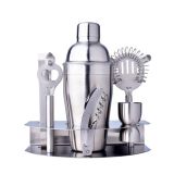 7pcs 550ml Professional Jigger Ice Strainer Clip Cheese Knife Bottle Opener Stainless Steel Cocktail Maker Shaker Set with Base