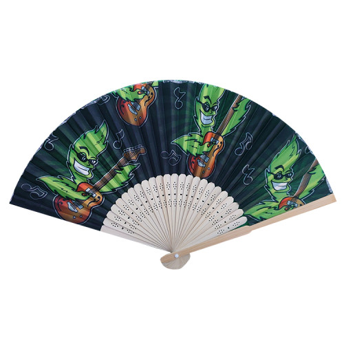 China Factory Price branded hand fan promotional gift custom printed folding portable Polyester hand fan