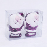 9.5*5.6cm dark purple shiny painted plastic Santa Cluas design Christmas hanging ornament balls