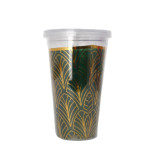 Bpa Free Double Walled Ps Insulated Straw Mug Clear Plastic Tumblers Mug With Glitter Paper