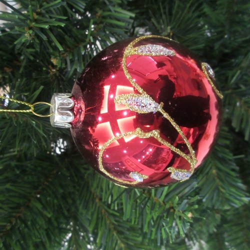wholesale factory cheap and top-grade 10cm shiny red painted glass christmas glass ball