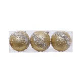 8cm Gold Glitter Plastic Ball With Diamond For Christmas decoration