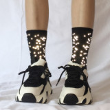 New Autumn And Winter Street Socks Wild Star Moon Reflective Socks Fashion Brand Pile Socks