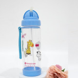 500ml Portable Plastic Kids Boys Girls Children Outdoor Hot Juice Straw Water Bottle Cup