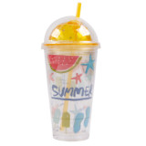 Eco-Friendly Spherical Lid 16Oz Double Wall Ps Insulated Water Proof Plastic Bottle Transparent