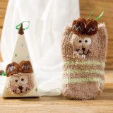 New Japanese Cartoon Embroidery Children's Socks Baby Socks Coral Fleece Baby Floor Socks