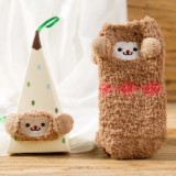 New Japanese Cartoon Embroidery Children's Socks Baby Socks Coral Fleece Baby Floor Socks