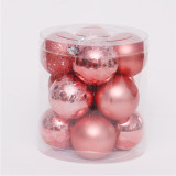 Wholesale  6cm  coral red 12pcs in one pvc tube Plastic Christmas Ball