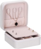 Luxury leather jewelry travel  box organizer with mirror and  zipper close