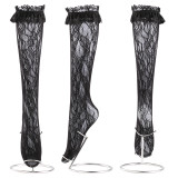 Hot Sell Cosplay Lace Lolita Socks Knee High Black White Women Bow Stockings Sexy Japanese Girls Student Ruffle Socks