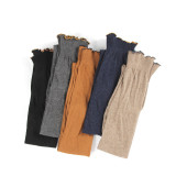 Socks Factory Summer Women Soild Color Ruffle Over Knee High Tube Cotton Socks