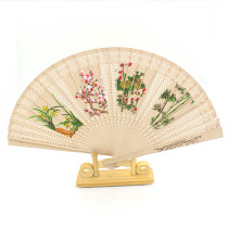 2021 HotSale wedding decorations hand fan logo printing Wooden hand folding rainbow hand made fan