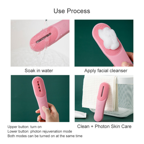 Silicone Face Cleansing Brush USB Rechargeable IPX7 Waterproof 5 Speeds Mini Silicone Facial Cleansing Brush