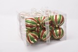 6cm shiny gold pumpink shape ball with red & green glitter painted for Christmas decoration New Year Party