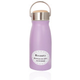 Wide Mouse  Reusable 13oz Double Wall Stainless Steel  Sports Insulate Kid Vacuum Flasks Cola Water Bottle With Bamboo Lid
