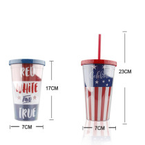 Low Price 16oz Double Wall ECO- Friendly Beverage Tumblers Reusable Plastic Coffee Tea Cups With Straw/Lid In Bulk